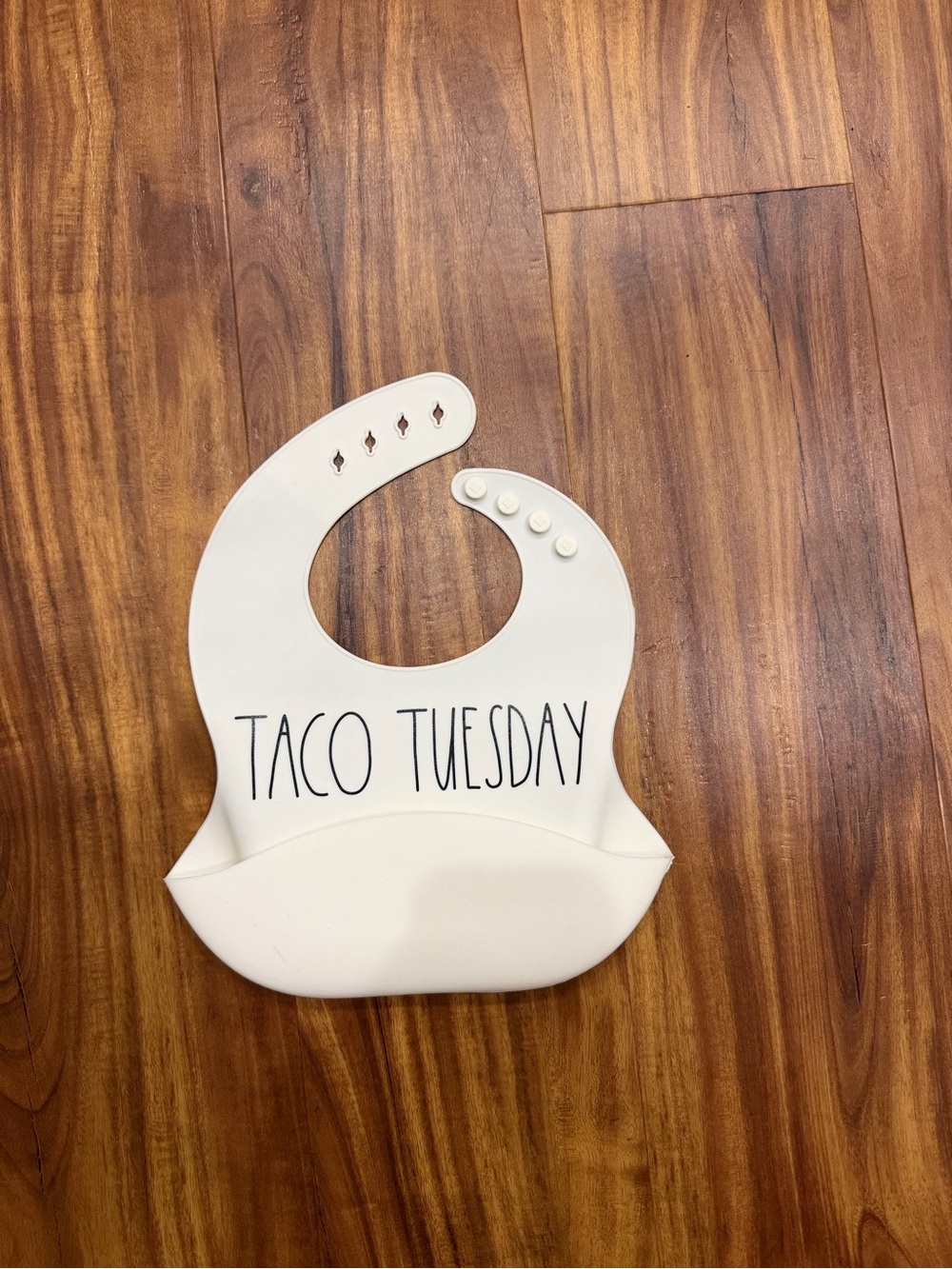 Rae Dunn Cream "TACO TUESDAY" Silicone Baby Bib
